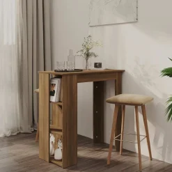 vidaXL Table de bar avec étagère chêne marron bois d'ingénierie