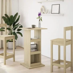 vidaXL Table de bar avec rangement chêne sonoma bois d'ingénierie