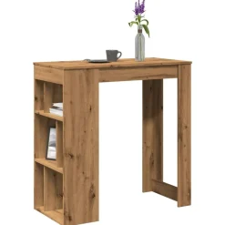 vidaXL Table de bar avec étagères chêne artisanal bois d'ingénierie