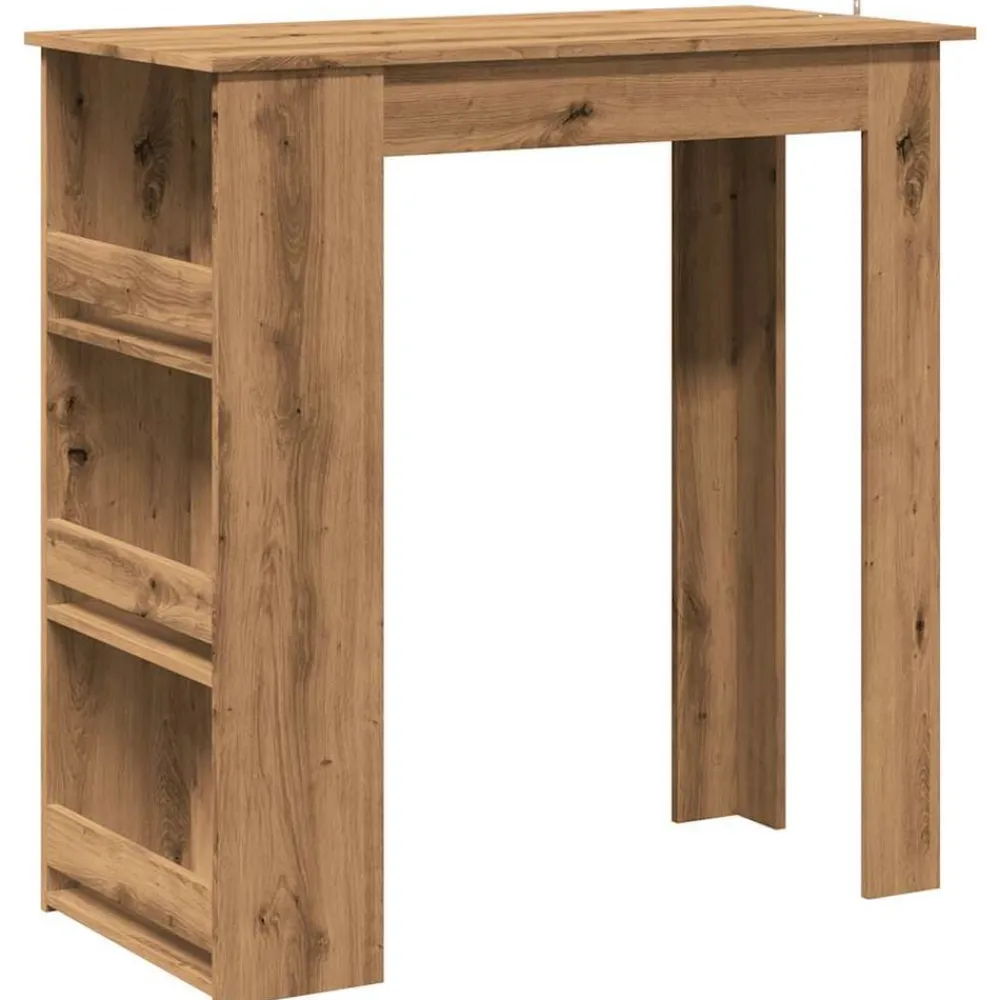 vidaXL Table de bar avec étagère de rangement chêne artisanal
