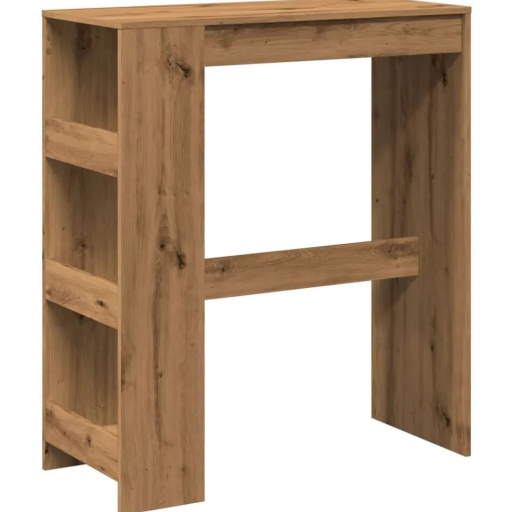 Tables-vidaXL Table de bar avec étagères chêne artisanal bois d'ingénierie chêne artisanal