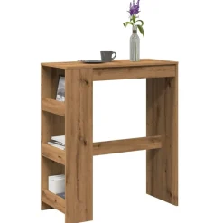 Tables-vidaXL Table de bar avec étagères chêne artisanal bois d'ingénierie ch&ecirc;ne artisanal
