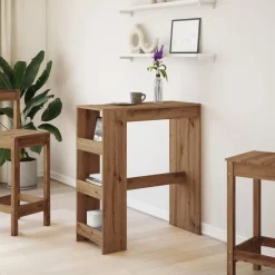 Tables-vidaXL Table de bar avec étagères chêne artisanal bois d'ingénierie chêne artisanal