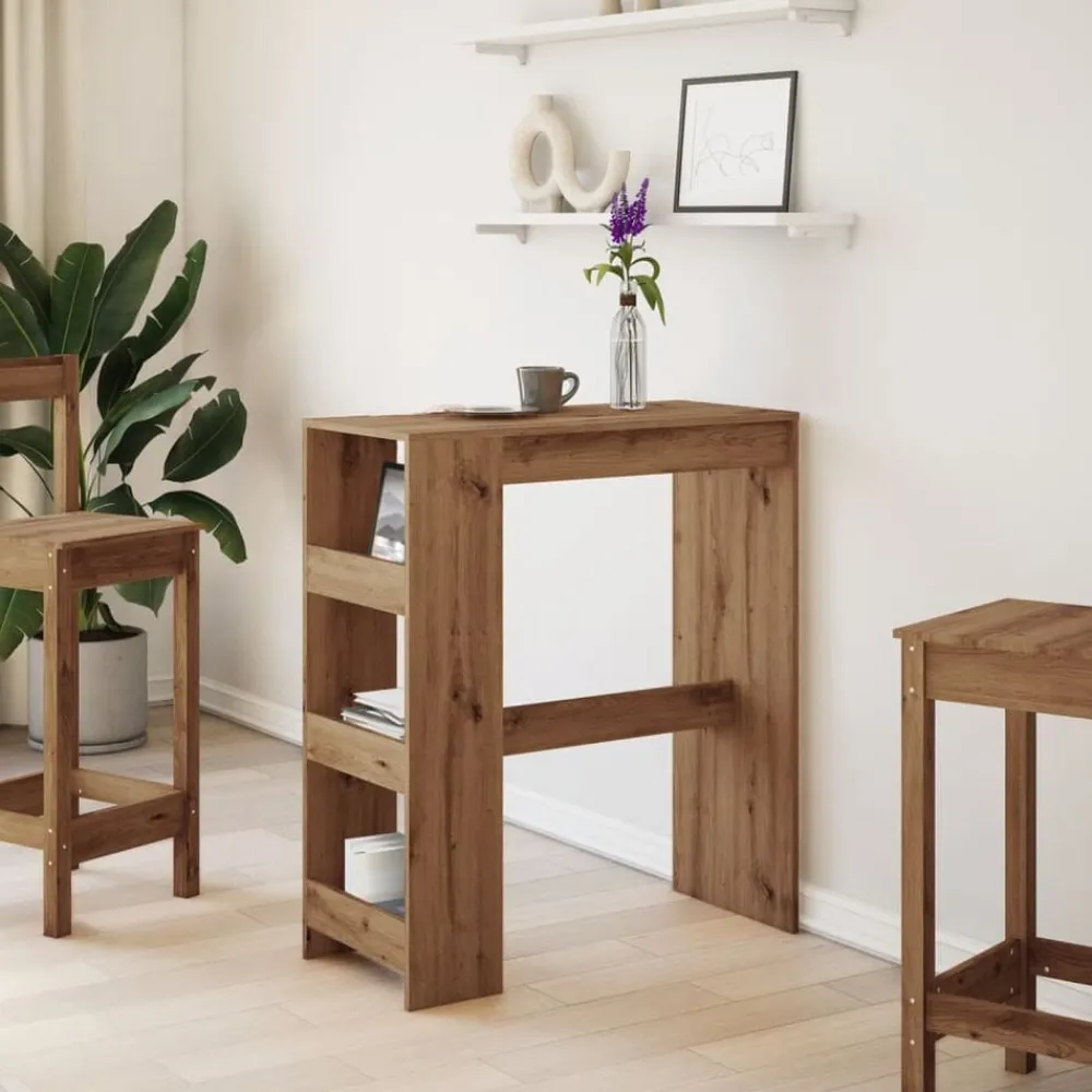 Tables-vidaXL Table de bar avec étagères chêne artisanal bois d'ingénierie chêne artisanal