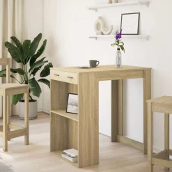 Tables-vidaXL Table de bar chêne sonoma 102x70x103,5 cm bois d'ingénierie Chêne sonoma