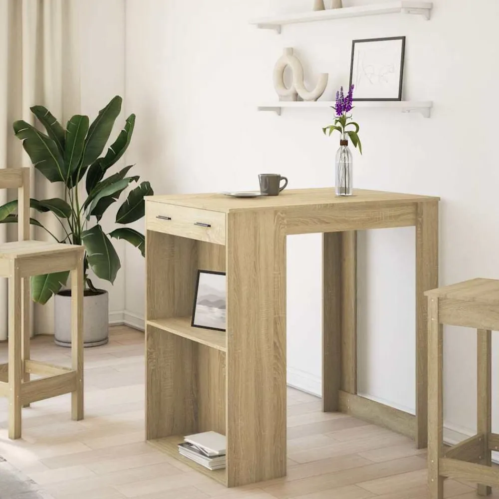 Tables-vidaXL Table de bar chêne sonoma 102x70x103,5 cm bois d'ingénierie Chêne sonoma