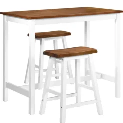 vidaXL Table de bar et tabouret 3 pcs Bois massif