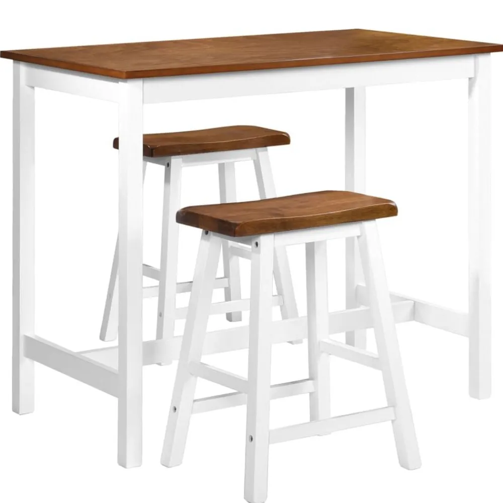 vidaXL Table de bar et tabouret 3 pcs Bois massif