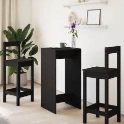 Tables-vidaXL Table de bar 51x50x103,5 cm bois d'ingénierie Noir