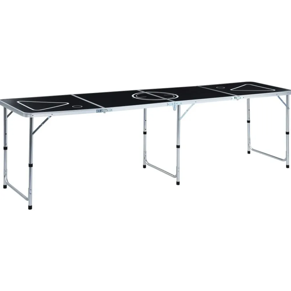 vidaXL Table de bière-pong pliable 240 cm Noir