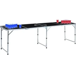 vidaXL Table de bière-pong pliable avec tasses et balles 240 cm