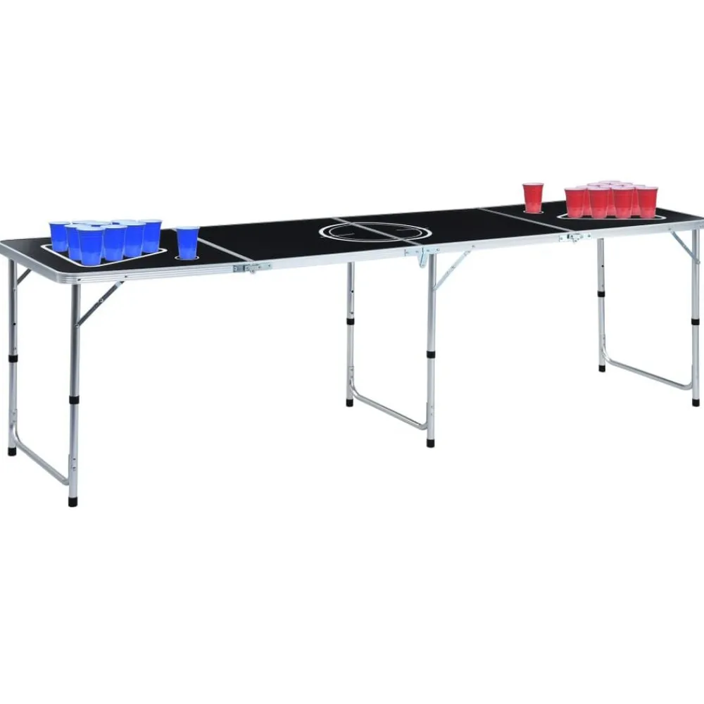 vidaXL Table de bière-pong pliable avec tasses et balles 240 cm