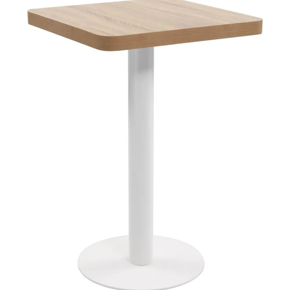 Tables-vidaXL Table de bistro Marron clair 50x50 cm MDF Marron clair et blanc