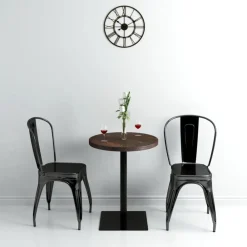 vidaXL Table de bistro MDF et acier Rond 60 x 75 cm Frêne foncé