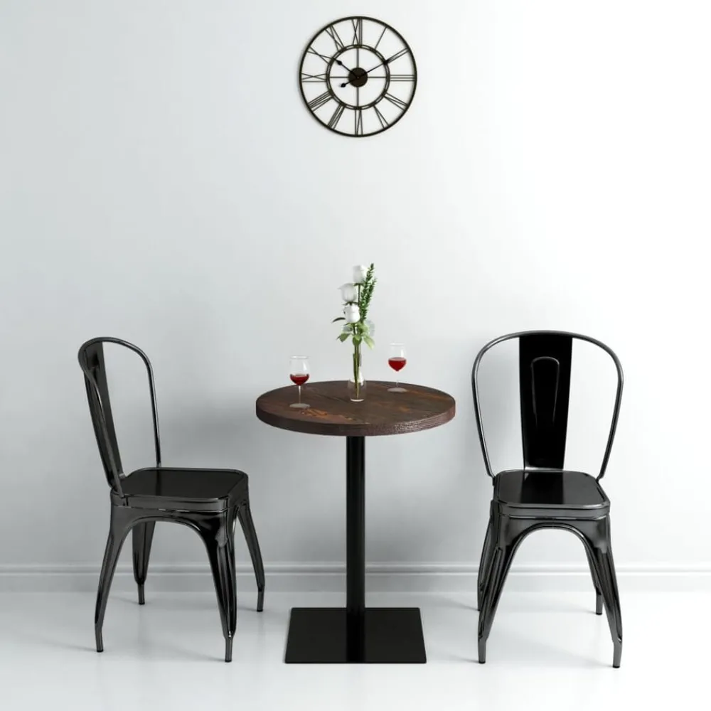 vidaXL Table de bistro MDF et acier Rond 60 x 75 cm Frêne foncé
