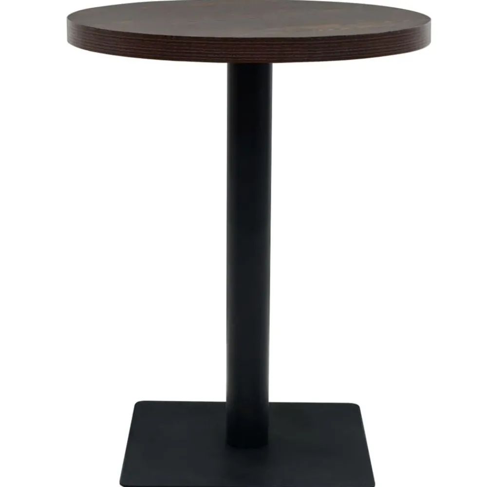 vidaXL Table de bistro MDF et acier Rond 60 x 75 cm Frêne foncé