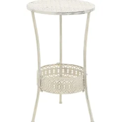 Tables-vidaXL Table de bistro Style vintage Ronde Métal 40x70 cm Blanc