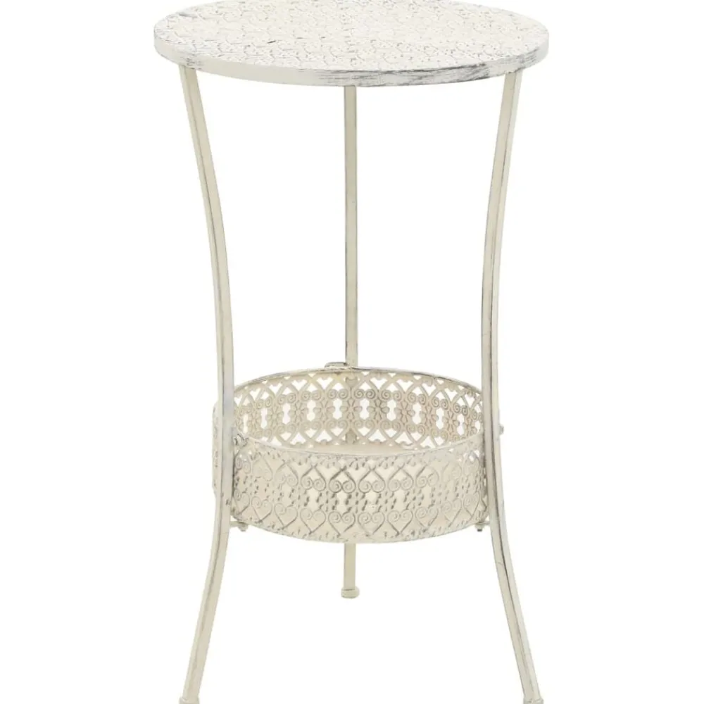 Tables-vidaXL Table de bistro Style vintage Ronde Métal 40x70 cm Blanc