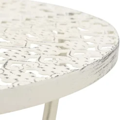 Tables-vidaXL Table de bistro Style vintage Ronde Métal 40x70 cm Blanc