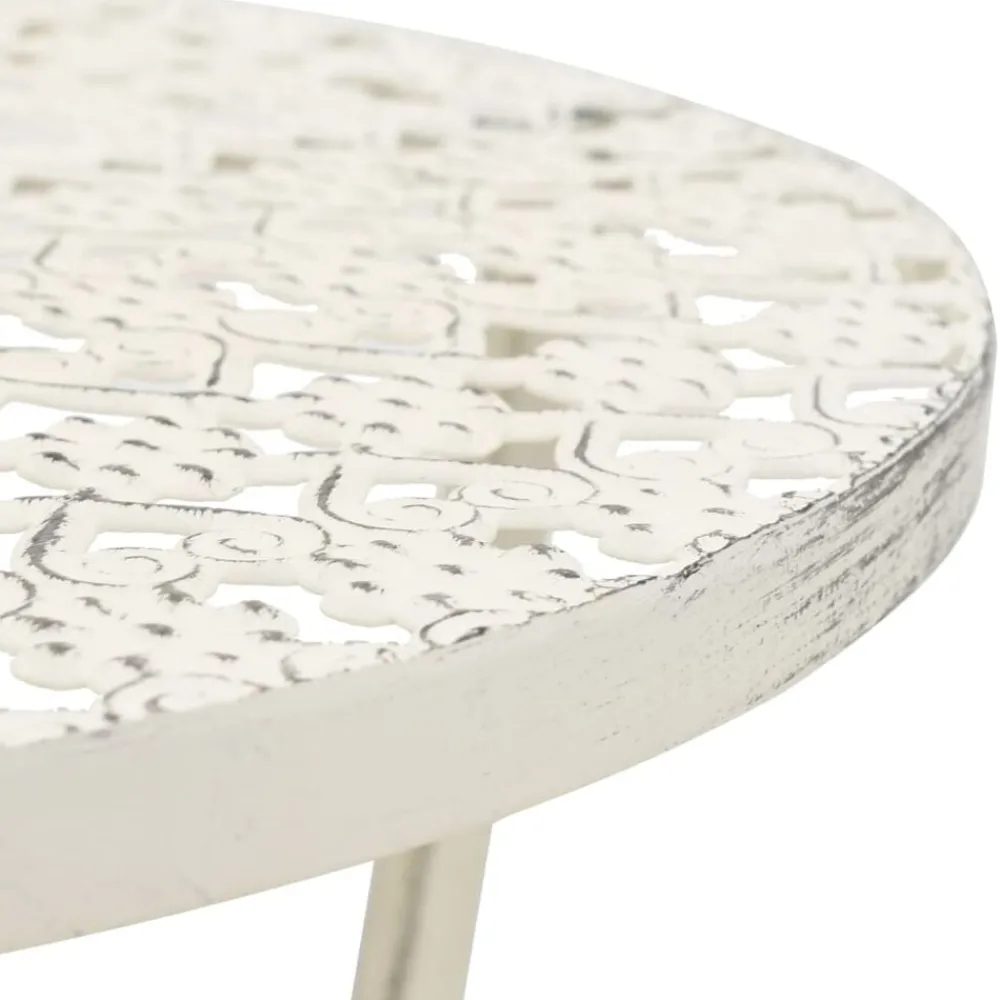 Tables-vidaXL Table de bistro Style vintage Ronde Métal 40x70 cm Blanc