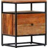 Tables-vidaXL Table de chevet 40 x 30 x 50 cm Bois de récupération et acier