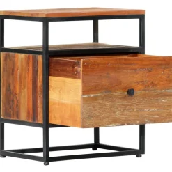 Tables-vidaXL Table de chevet 40 x 30 x 50 cm Bois de récupération et acier