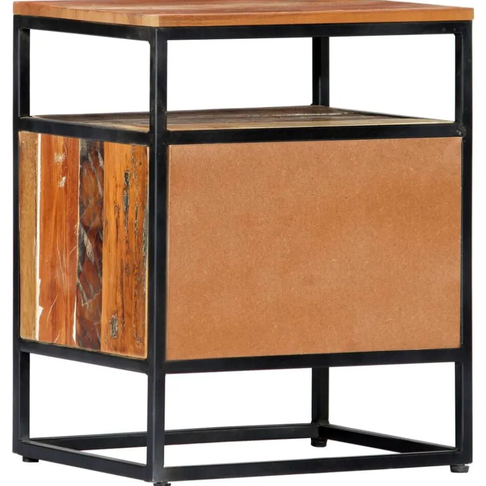 Tables-vidaXL Table de chevet 40 x 30 x 50 cm Bois de récupération et acier