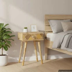 vidaXL Table de chevet 43 x 30 x 58 cm Bois de manguier massif