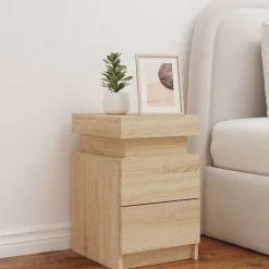 vidaXL Table de chevet avec lumières LED chêne sonoma 35x39x55 cm