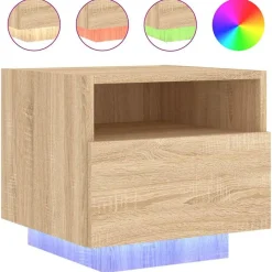 vidaXL Table de chevet avec lumières LED chêne sonoma 40x39x37 cm