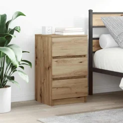 vidaXL Table de chevet avec 3 tiroirs chêne artisanal 39x35x65 cm