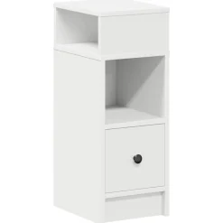 Tables-vidaXL Table de chevet avec tiroir 25x31x66 cm Blanc