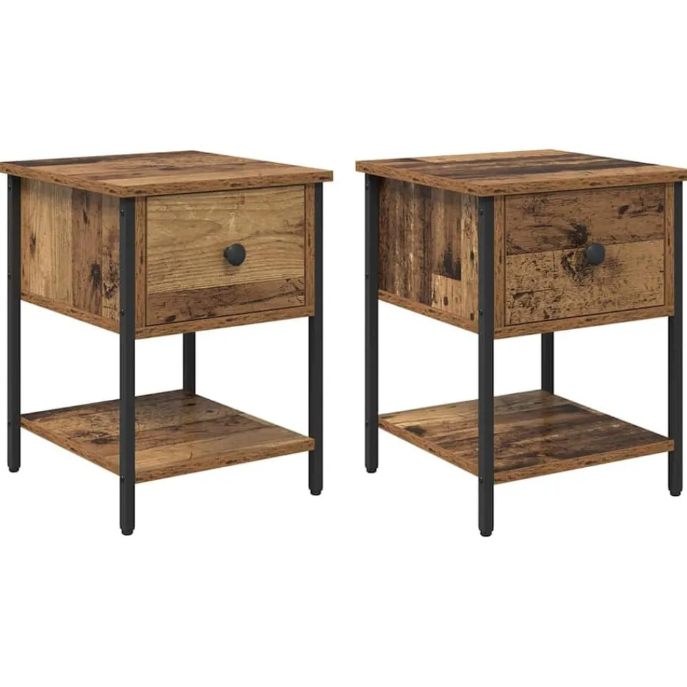 vidaXL Table de chevet avec tiroir 2 pcs 34 x 35,5 x 45 cm