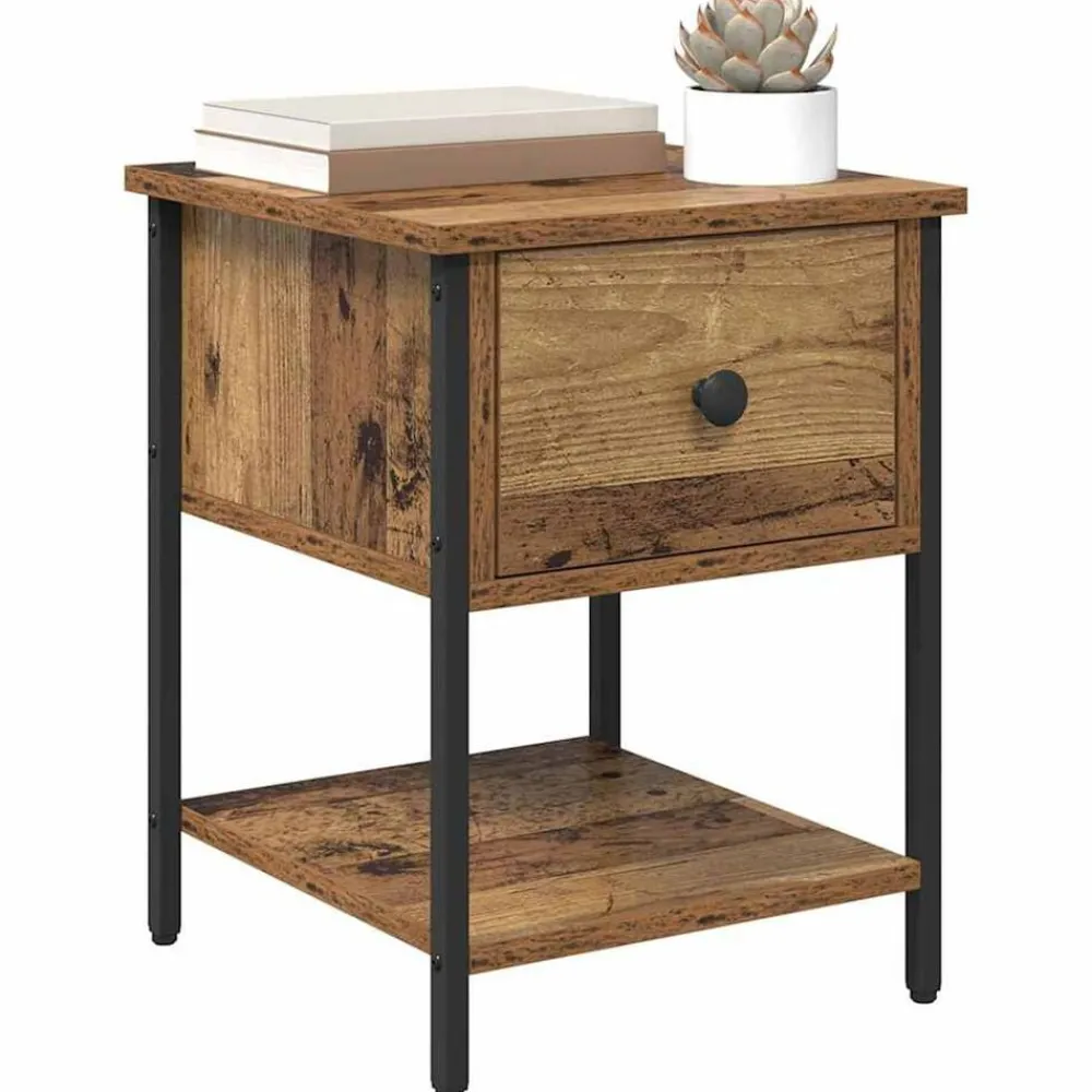 vidaXL Table de chevet avec tiroir 2 pcs 34 x 35,5 x 45 cm