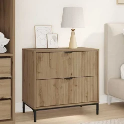 vidaXL Table de chevet avec tiroir chêne artisanal 63,5 x 36 x 61 cm