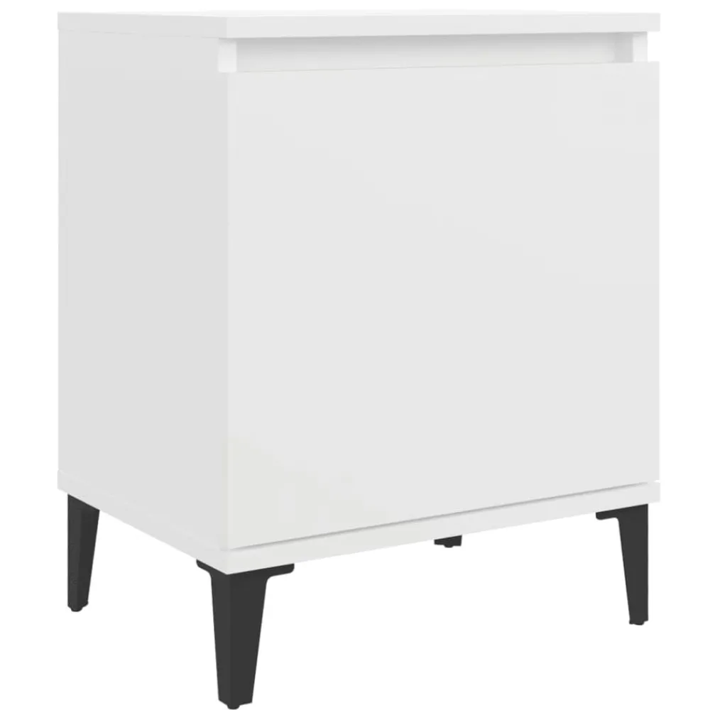 Tables-vidaXL Table de chevet avec pieds en métal 40x30x50 cm Blanc