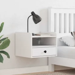 Tables-vidaXL Table de chevet 38 x 36 x 29,5 cm Bois massif en pin Blanc