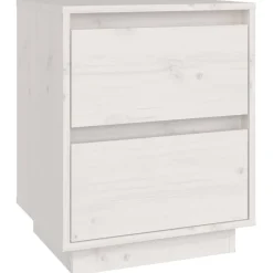 Tables-vidaXL Table de chevet 40x35x50 cm Bois de pin solide Blanc