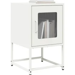 Tables-vidaXL Table de chevet 36x39x60,5 cm acier laminé à froid Blanc