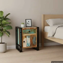 Tables-vidaXL Table de chevet Bois de récupération massif