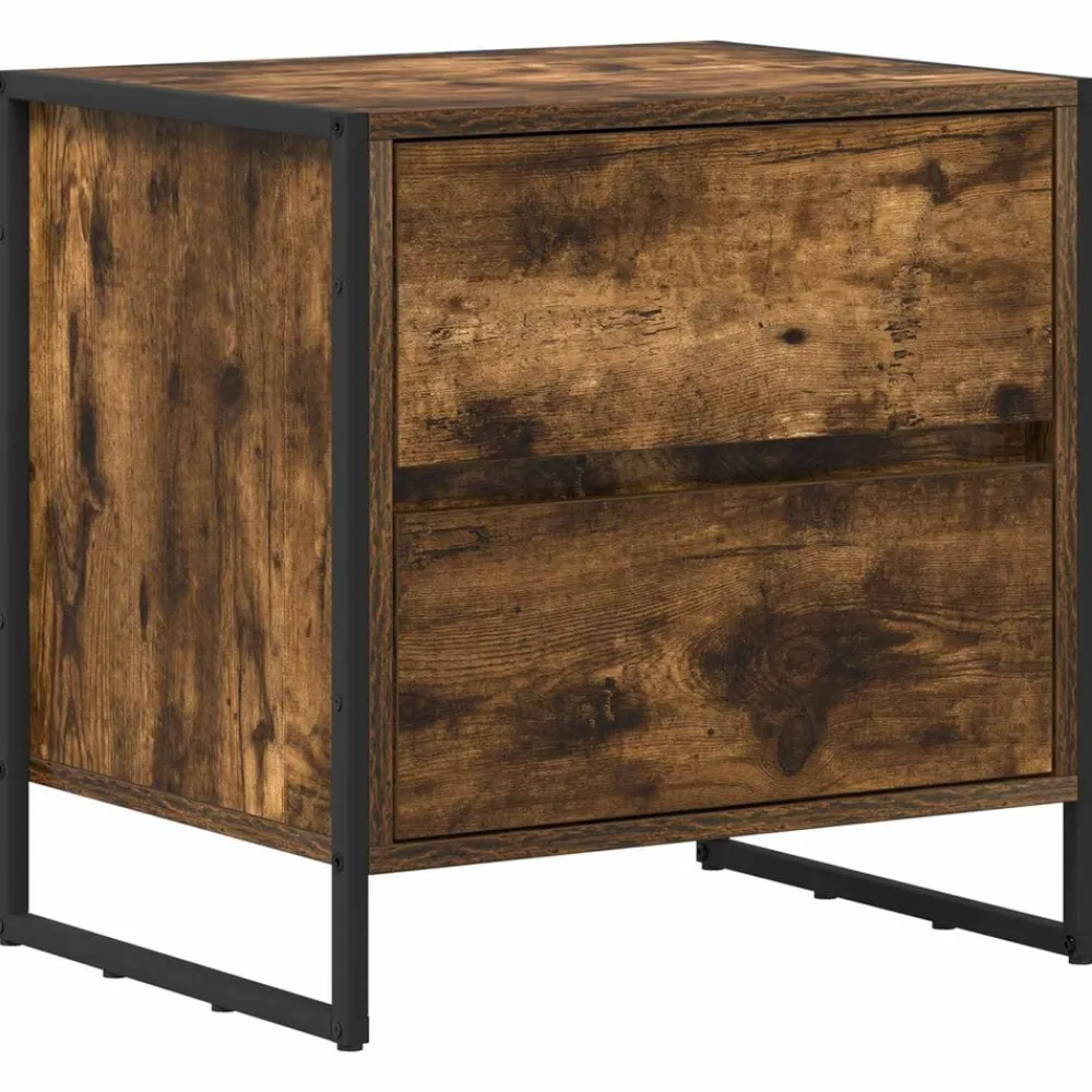 Tables-vidaXL Table de chevet Chêne Fumé 50 x 39,5 x 50 cm Bois d'ingénierie Chêne fumé