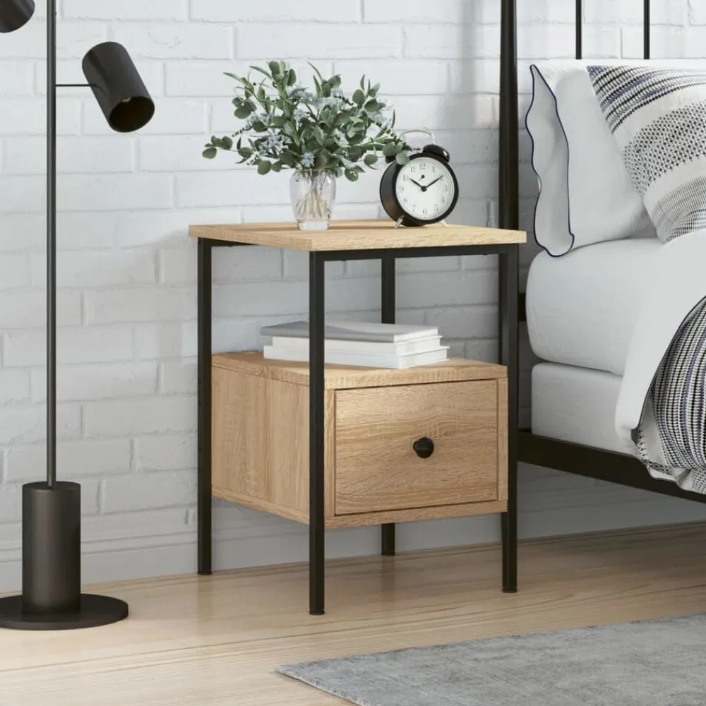 Tables-vidaXL Table de chevet chêne sonoma 34x36x50 cm bois d'ingénierie Chêne sonoma