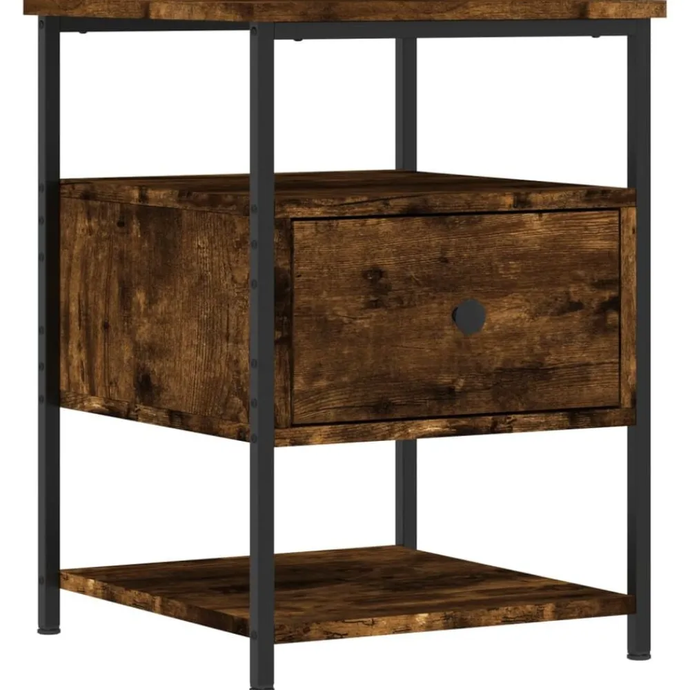 vidaXL Table de chevet chêne fumé 40x42x56 cm bois d'ingénierie