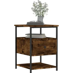vidaXL Table de chevet chêne fumé 40x42x56 cm bois d'ingénierie