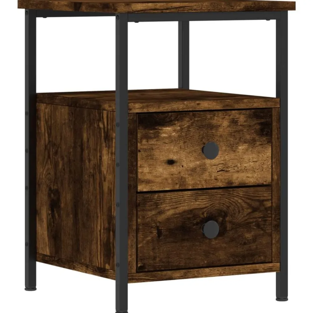 Tables-vidaXL Table de chevet chêne fumé 34x35,5x50 cm bois d'ingénierie Chêne fumé
