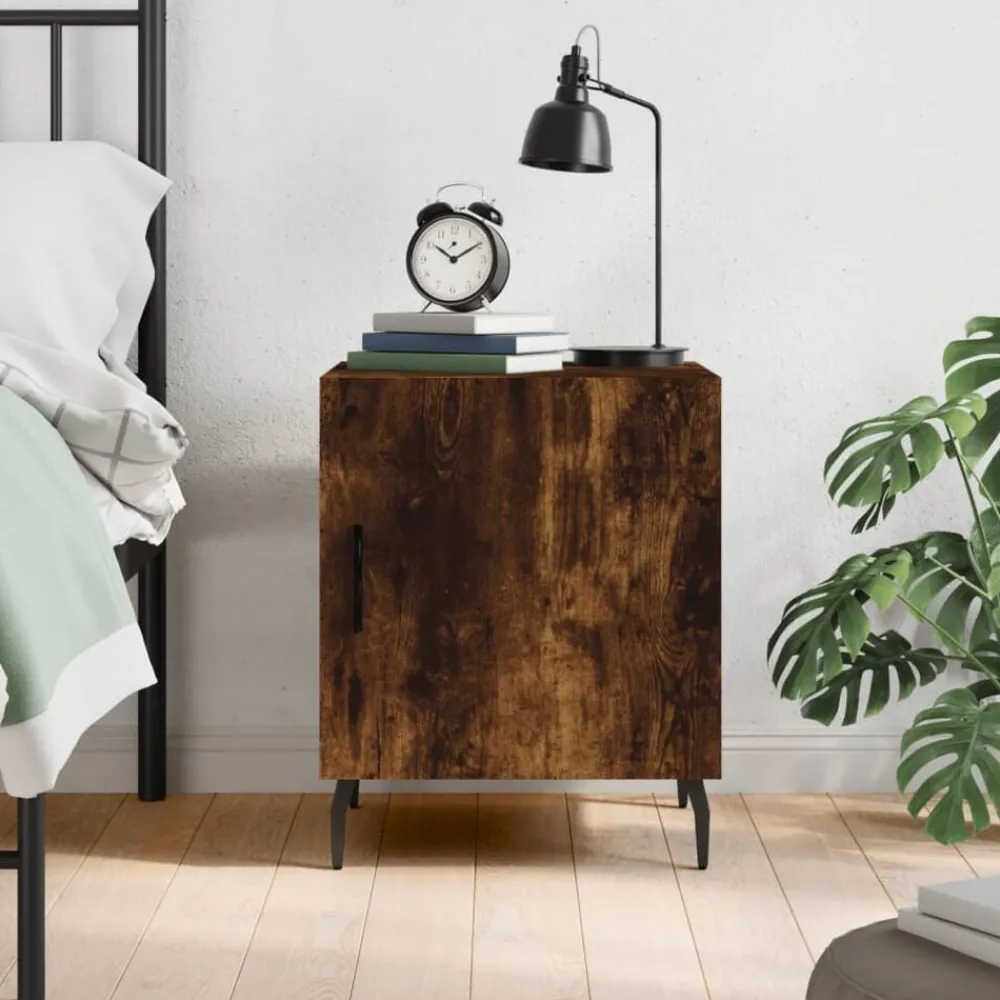 vidaXL Table de chevet chêne fumé 40x40x50 cm bois d'ingénierie