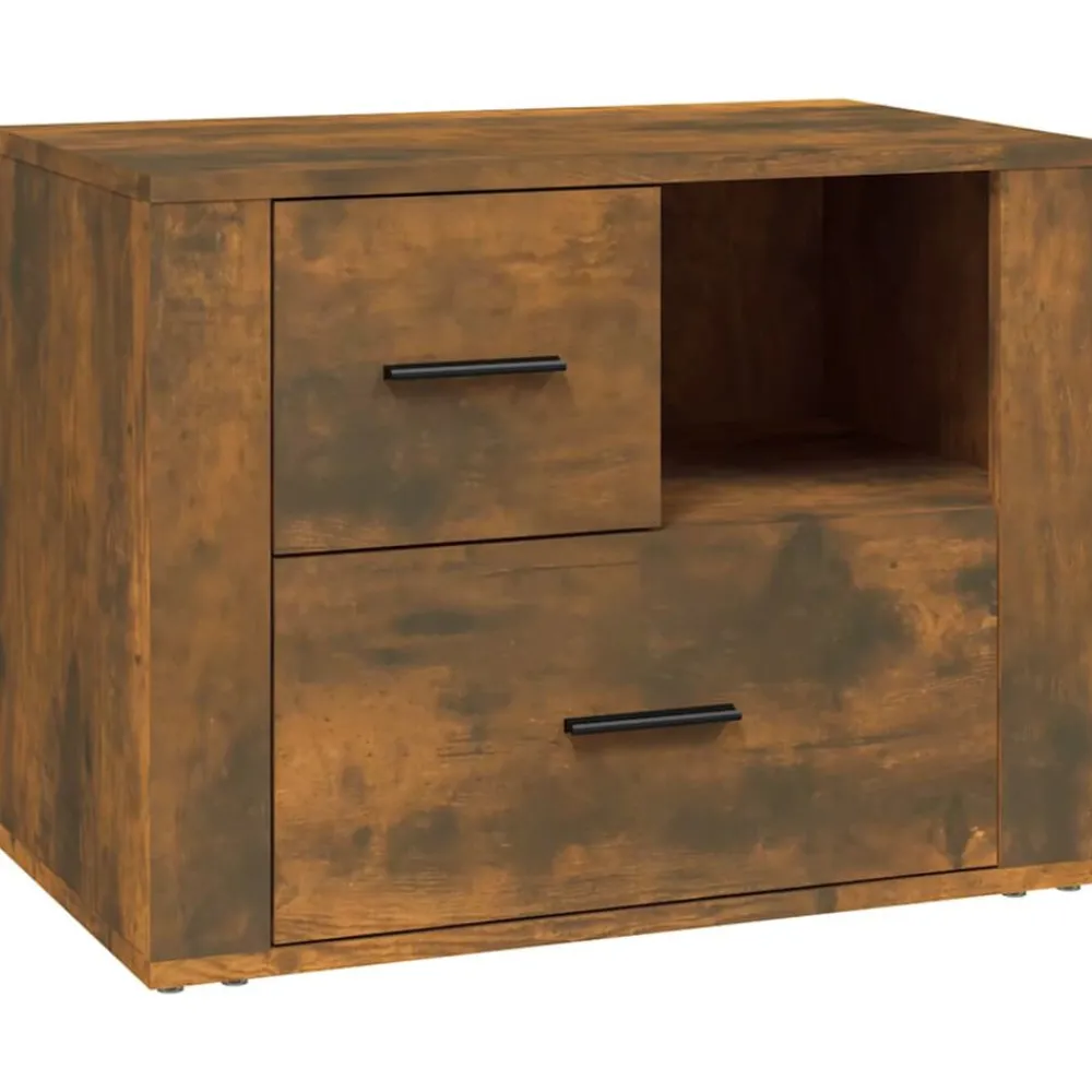vidaXL Table de chevet Chêne fumé 60x36x45 cm Bois d'ingénierie