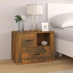 vidaXL Table de chevet Chêne fumé 60x36x45 cm Bois d'ingénierie