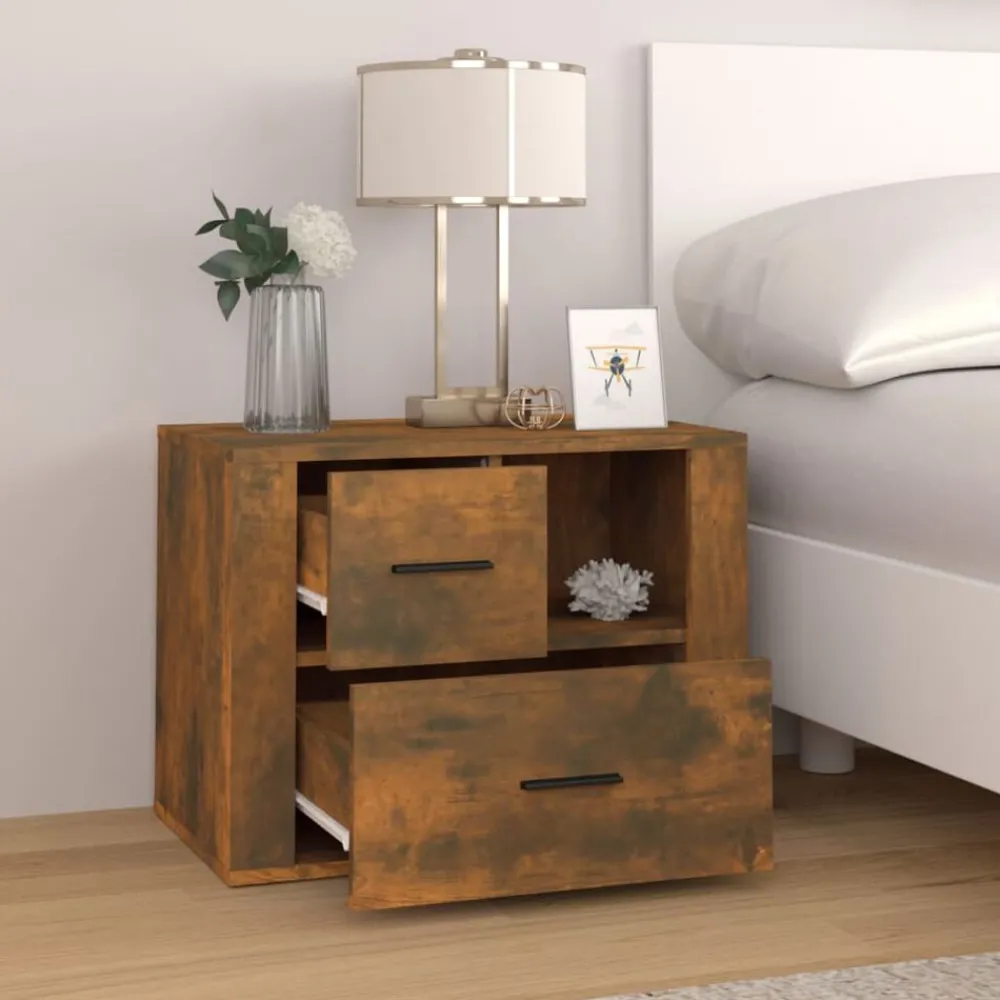 vidaXL Table de chevet Chêne fumé 60x36x45 cm Bois d'ingénierie