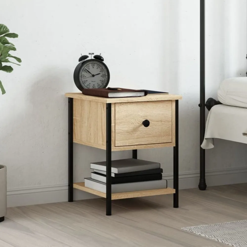 vidaXL Table de chevet chêne sonoma 34x35,5x45 cm bois d'ingénierie